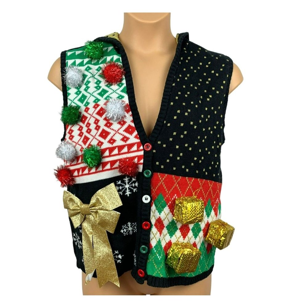 SPENCER'S Ugly Christmas Hooded Sweater Vest